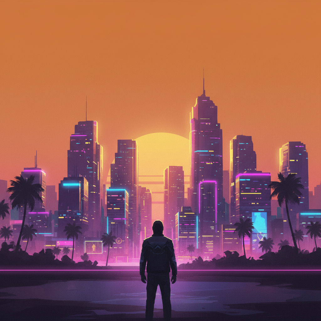 $WAITED — Vice City skyline loading key art